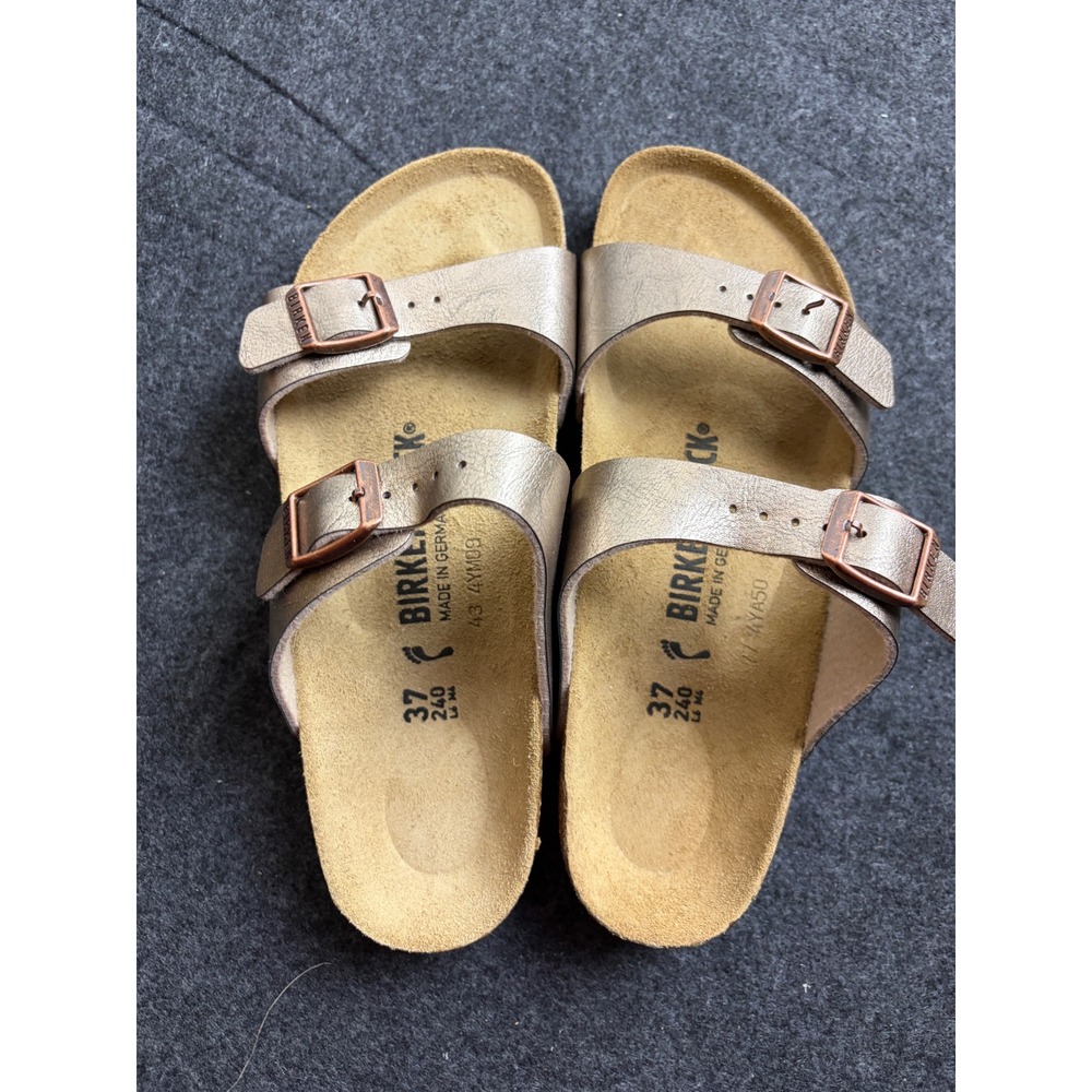 Birkenstock Arizona Metallic Copper Rose Gold Sandals EU 37 Narrow Fit